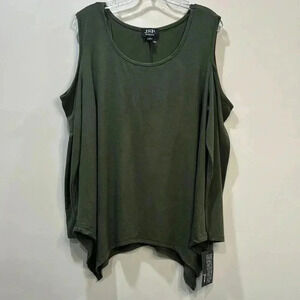 Green Open Shoulder Long Sleeve Top 1X NWT JSP Woman